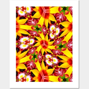 Happy Sun Flower Pattern Posters and Art